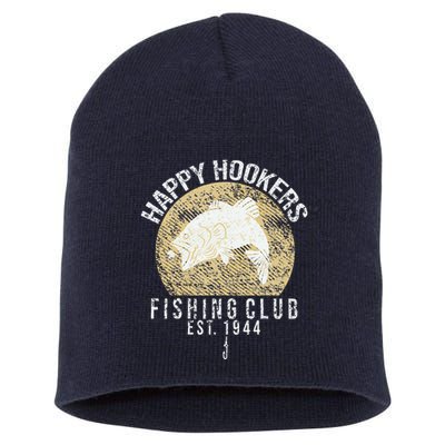 Happy Hookers Fishing Club Retro Vintage Style Fishing Lover Short Acrylic Beanie