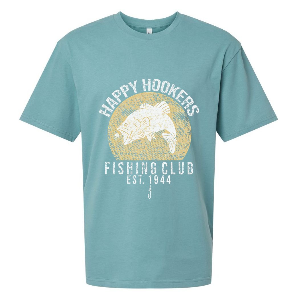 Happy Hookers Fishing Club Retro Vintage Style Fishing Lover Sueded Cloud Jersey T-Shirt