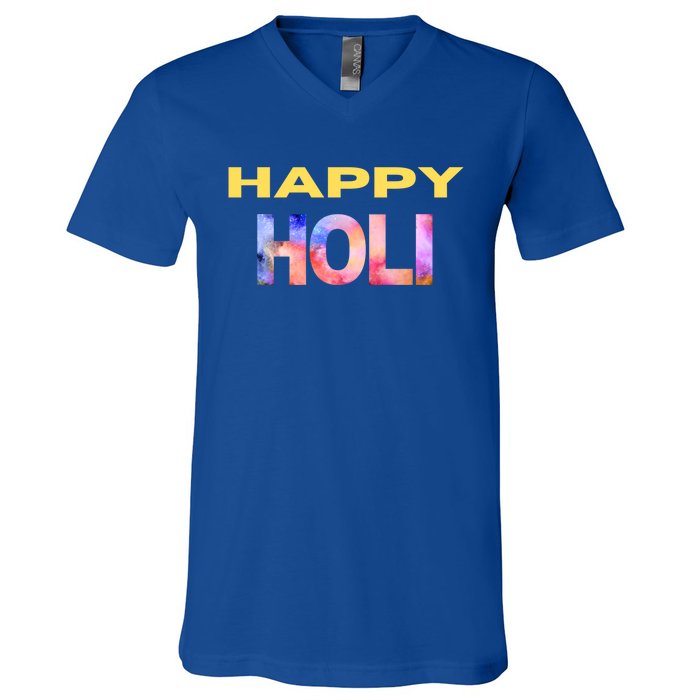 Happy Holi Festival Of Spring Color Celebrate Hindu Festival Cool Gift V-Neck T-Shirt