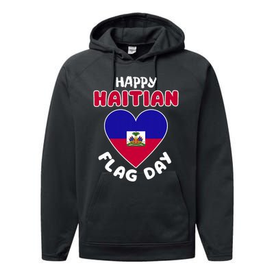 Happy Haitian Flag Day Cool Haiti Flag Heart Performance Fleece Hoodie