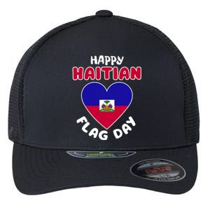 Happy Haitian Flag Day Cool Haiti Flag Heart Flexfit Unipanel Trucker Cap