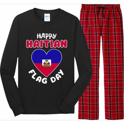 Happy Haitian Flag Day Cool Haiti Flag Heart Long Sleeve Pajama Set