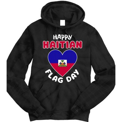 Happy Haitian Flag Day Cool Haiti Flag Heart Tie Dye Hoodie