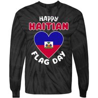 Happy Haitian Flag Day Cool Haiti Flag Heart Tie-Dye Long Sleeve Shirt