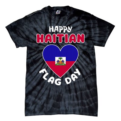 Happy Haitian Flag Day Cool Haiti Flag Heart Tie-Dye T-Shirt