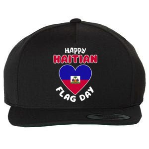 Happy Haitian Flag Day Cool Haiti Flag Heart Wool Snapback Cap