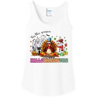 Happy Hallothanksmas Funny Halloween Thanksgiving Christmas Ladies Essential Tank