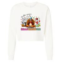 Happy Hallothanksmas Funny Halloween Thanksgiving Christmas Cropped Pullover Crew