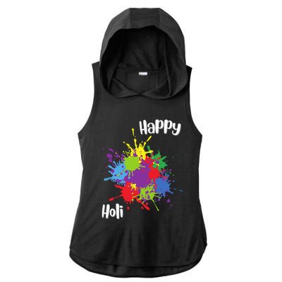 Happy Holi Festival Outfit Family Gift Ladies PosiCharge Tri-Blend Wicking Draft Hoodie Tank