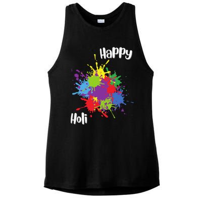 Happy Holi Festival Outfit Family Gift Ladies PosiCharge Tri-Blend Wicking Tank