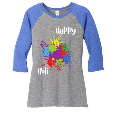 Happy Holi Festival Outfit Family Gift Women's Tri-Blend 3/4-Sleeve Raglan Shirt