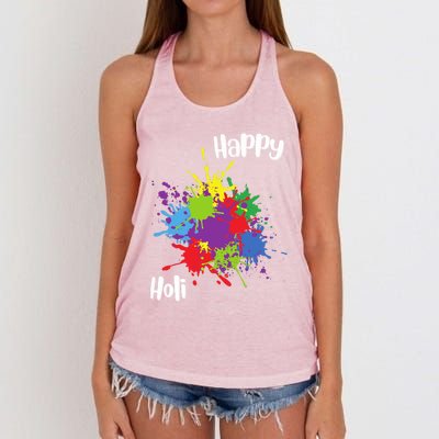 Happy Holi Festival Outfit Family Gift Women's Knotted Racerback Tank