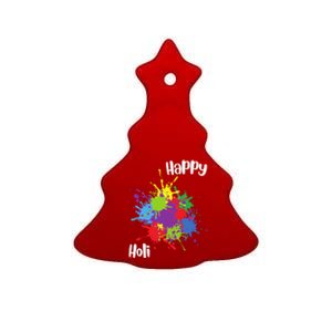 Happy Holi Festival Outfit Family Gift Ceramic Tree Ornament