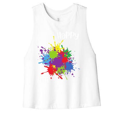 Happy Holi Festival Outfit Family Gift Women's Racerback Cropped Tank