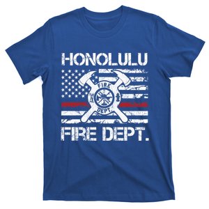 Honolulu Hawaii Fire Departt Thin Red Line Fire Gift T-Shirt