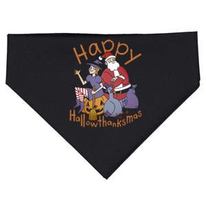 Happy Hallowthanksmas Funny Holiday USA-Made Doggie Bandana