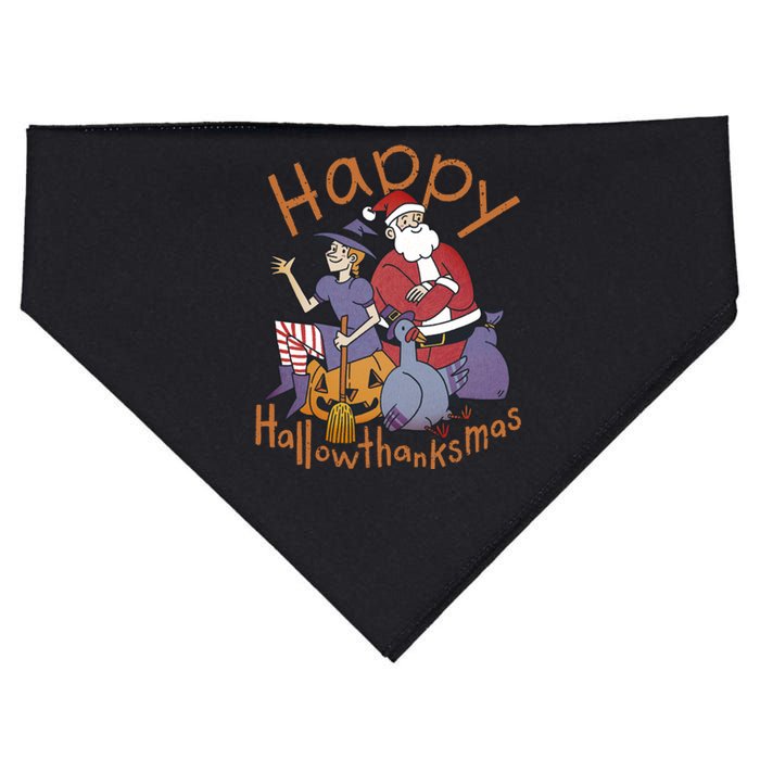 Happy Hallowthanksmas Funny Holiday USA-Made Doggie Bandana