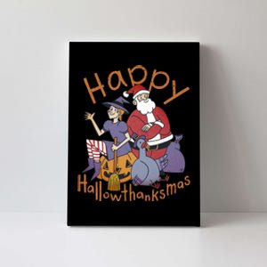 Happy Hallowthanksmas Funny Holiday Canvas