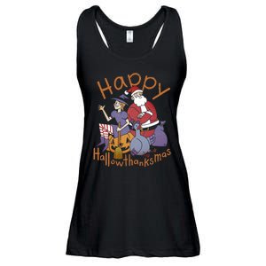 Happy Hallowthanksmas Funny Holiday Ladies Essential Flowy Tank