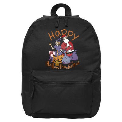 Happy Hallowthanksmas Funny Holiday 16 in Basic Backpack