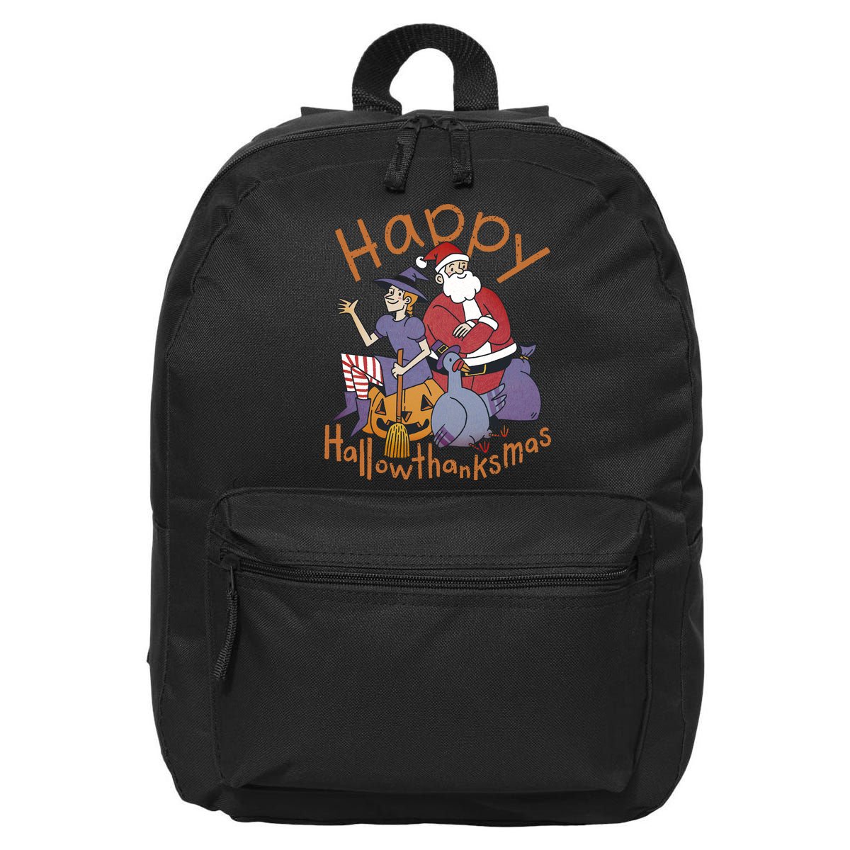 Happy Hallowthanksmas Funny Holiday 16 in Basic Backpack