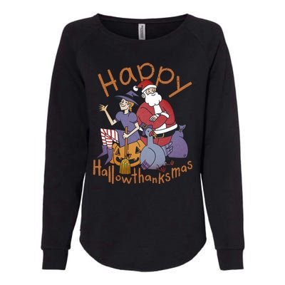 Happy Hallowthanksmas Funny Holiday Womens California Wash Sweatshirt