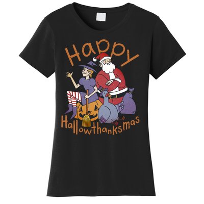 Happy Hallowthanksmas Funny Holiday Women's T-Shirt