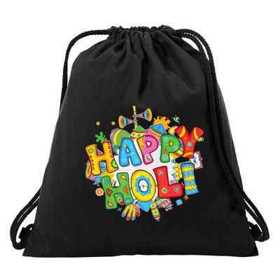 Happy Holi Festival Colors India Hindu Drawstring Bag