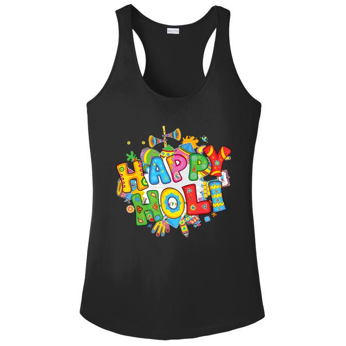 Happy Holi Festival Colors India Hindu Ladies PosiCharge Competitor Racerback Tank