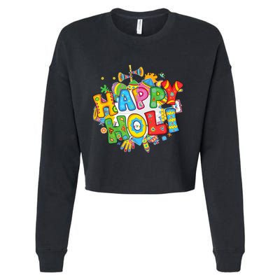 Happy Holi Festival Colors India Hindu Cropped Pullover Crew