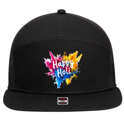 Happy Holi For Color India Hindu Gifts 7 Panel Mesh Trucker Snapback Hat