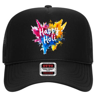 Happy Holi For Color India Hindu Gifts High Crown Mesh Back Trucker Hat