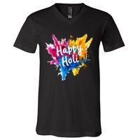 Happy Holi For Color India Hindu Gifts V-Neck T-Shirt