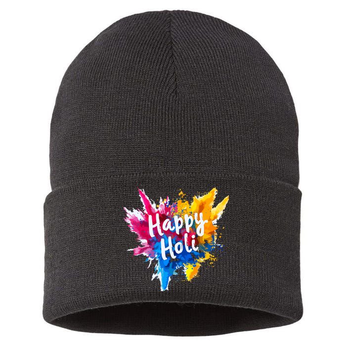 Happy Holi For Color India Hindu Gifts Sustainable Knit Beanie