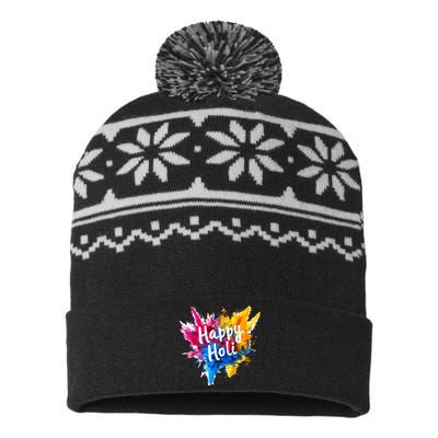 Happy Holi For Color India Hindu Gifts USA-Made Snowflake Beanie