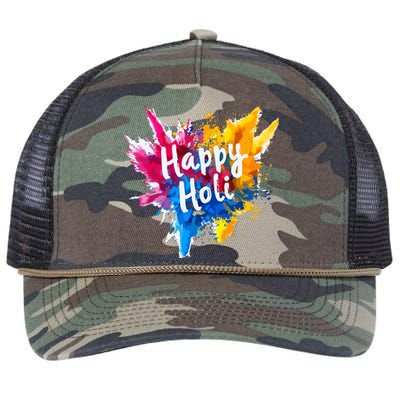 Happy Holi For Color India Hindu Gifts Retro Rope Trucker Hat Cap