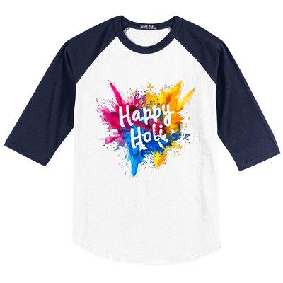 Happy Holi For Color India Hindu Gifts Baseball Sleeve Shirt