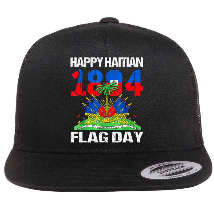 Happy Haitian Flag Day Haiti Flag Pride 1804 Family Flat Bill Trucker Hat