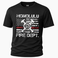 Honolulu Hawaii Fire Department Thin Red Line Fireman Cooling Performance Crew T-Shirt
