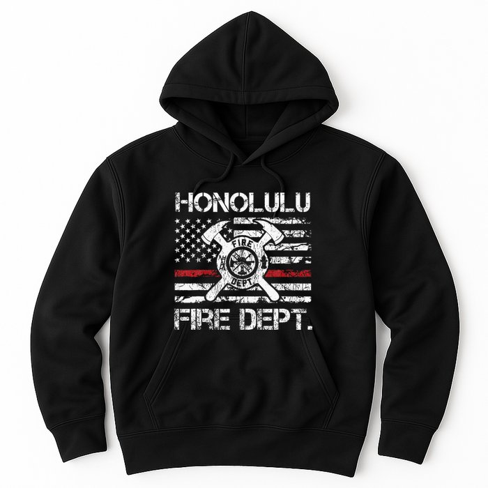 Honolulu Hawaii Fire Department Thin Red Line Fireman Hoodie