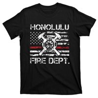 Honolulu Hawaii Fire Department Thin Red Line Fireman T-Shirt