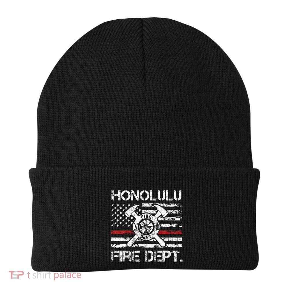 Honolulu Hawaii Fire Department Thin Red Line Fireman Beanie