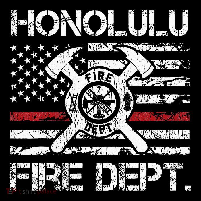Honolulu Hawaii Fire Department Thin Red Line Fireman Flatbill Hat