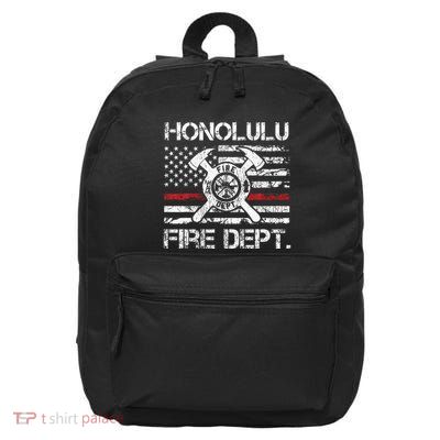 Honolulu Hawaii Fire Department Thin Red Line Fireman 16 in Basic Backpack