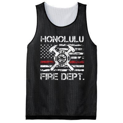 Honolulu Hawaii Fire Department Thin Red Line Fireman Mesh Reversible Basketball Jersey Tank