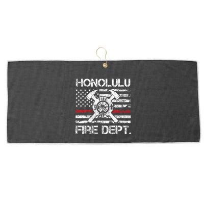Honolulu Hawaii Fire Department Thin Red Line Fireman Large Microfiber Waffle Golf Towel