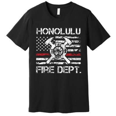 Honolulu Hawaii Fire Department Thin Red Line Fireman Premium T-Shirt