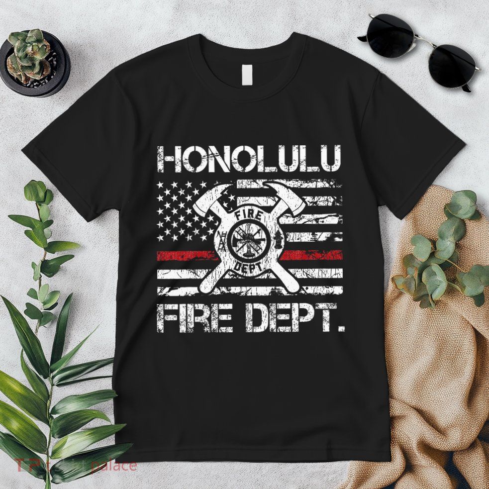 Honolulu Hawaii Fire Department Thin Red Line Fireman Premium T-Shirt