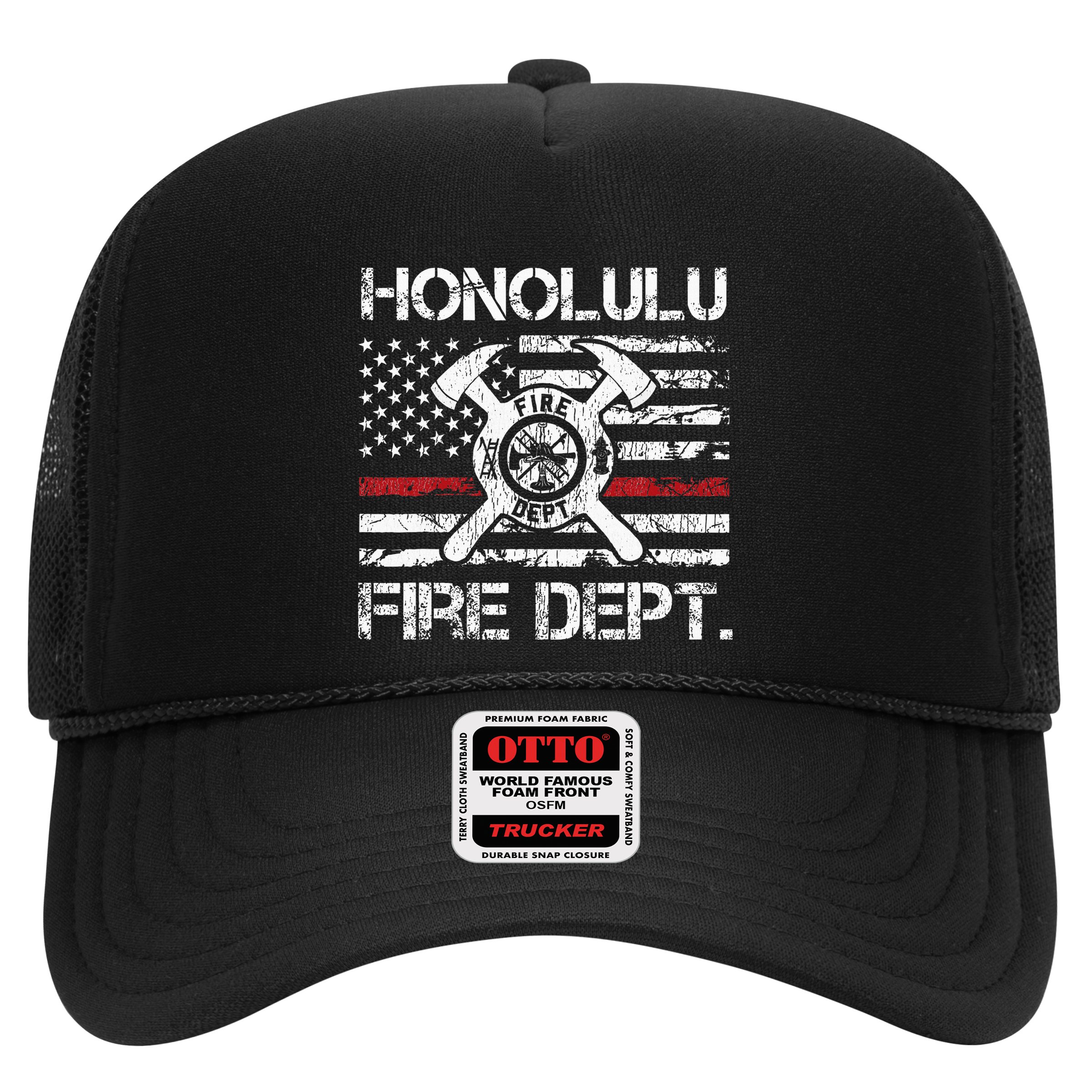 Honolulu Hawaii Fire Department Thin Red Line Fireman Hat
