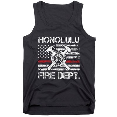 Honolulu Hawaii Fire Department Thin Red Line Fireman Tank Top